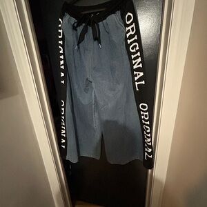 Original Blue and Black Wide-Leg Pants